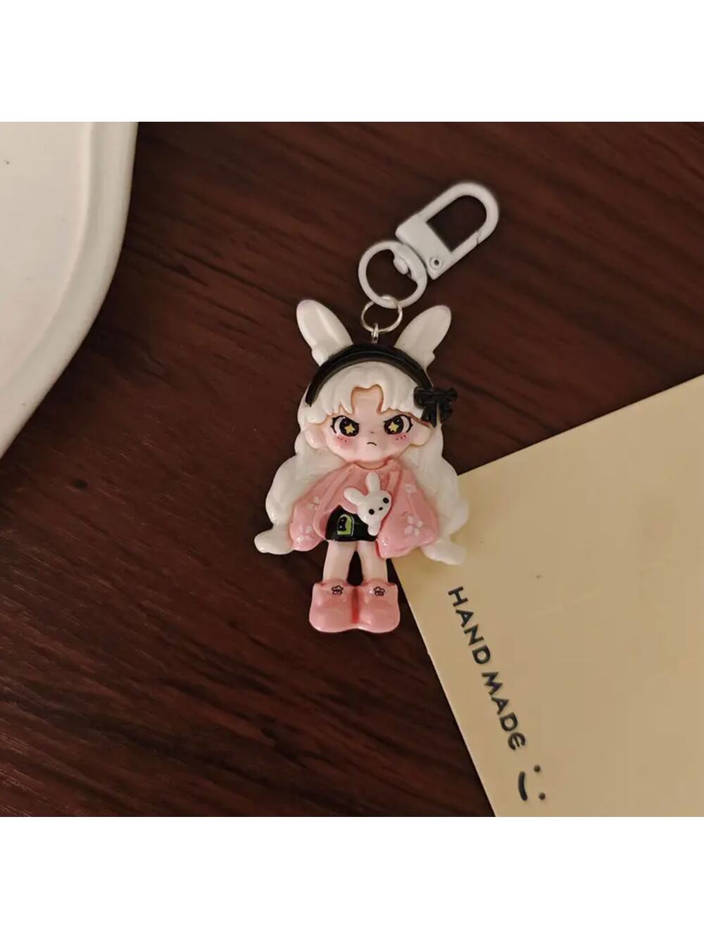 Cute Doll Phone Charm Keychain - White